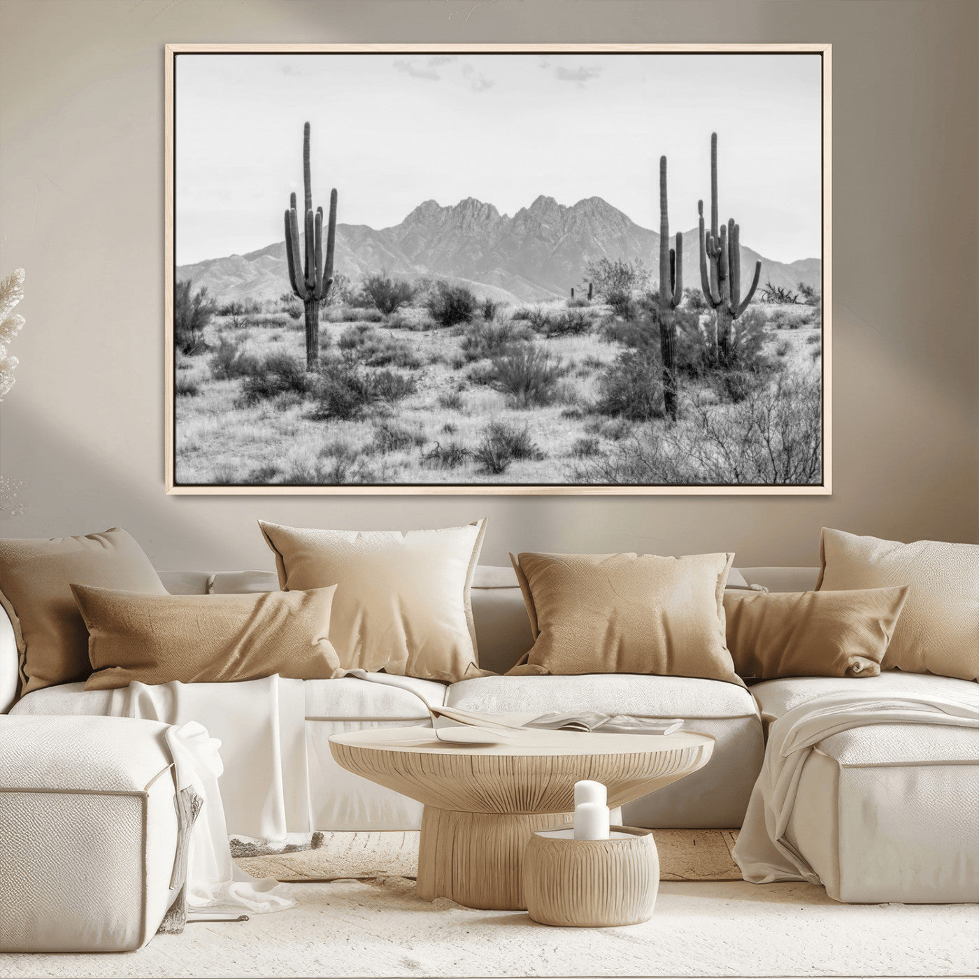 97436PHN-MGV-CV-36X24-Black White Arizona Desert Canvas Wall Art Cactus Farmhouse Wall Art