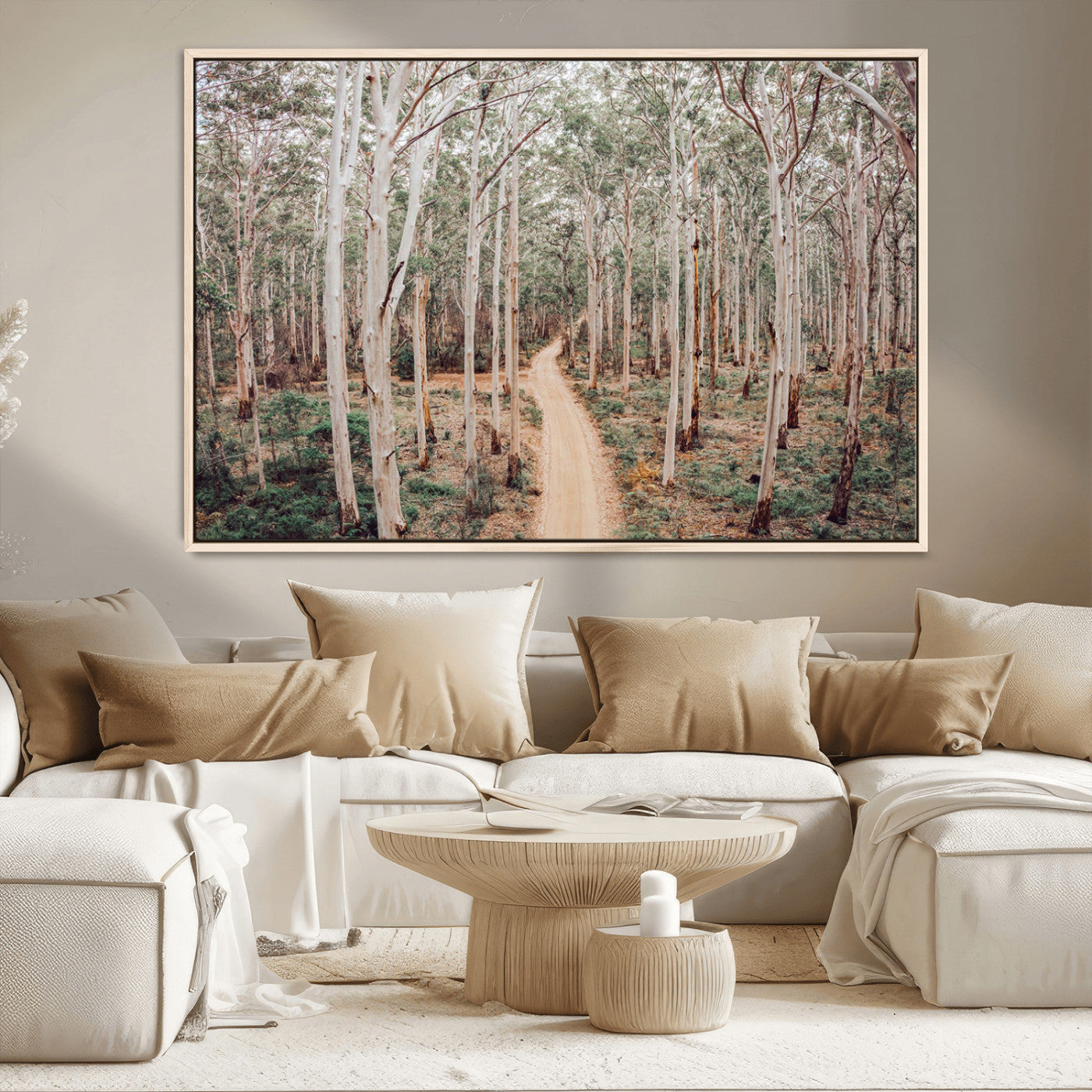 24760563-MGV-CV-36X24-Forest Dirt Road Canvas Wall Art Print, Scenic Woodland Pathway, Tall Trees Nature Canvas for Living Room or Office 1 Panel Wrapped Canvas