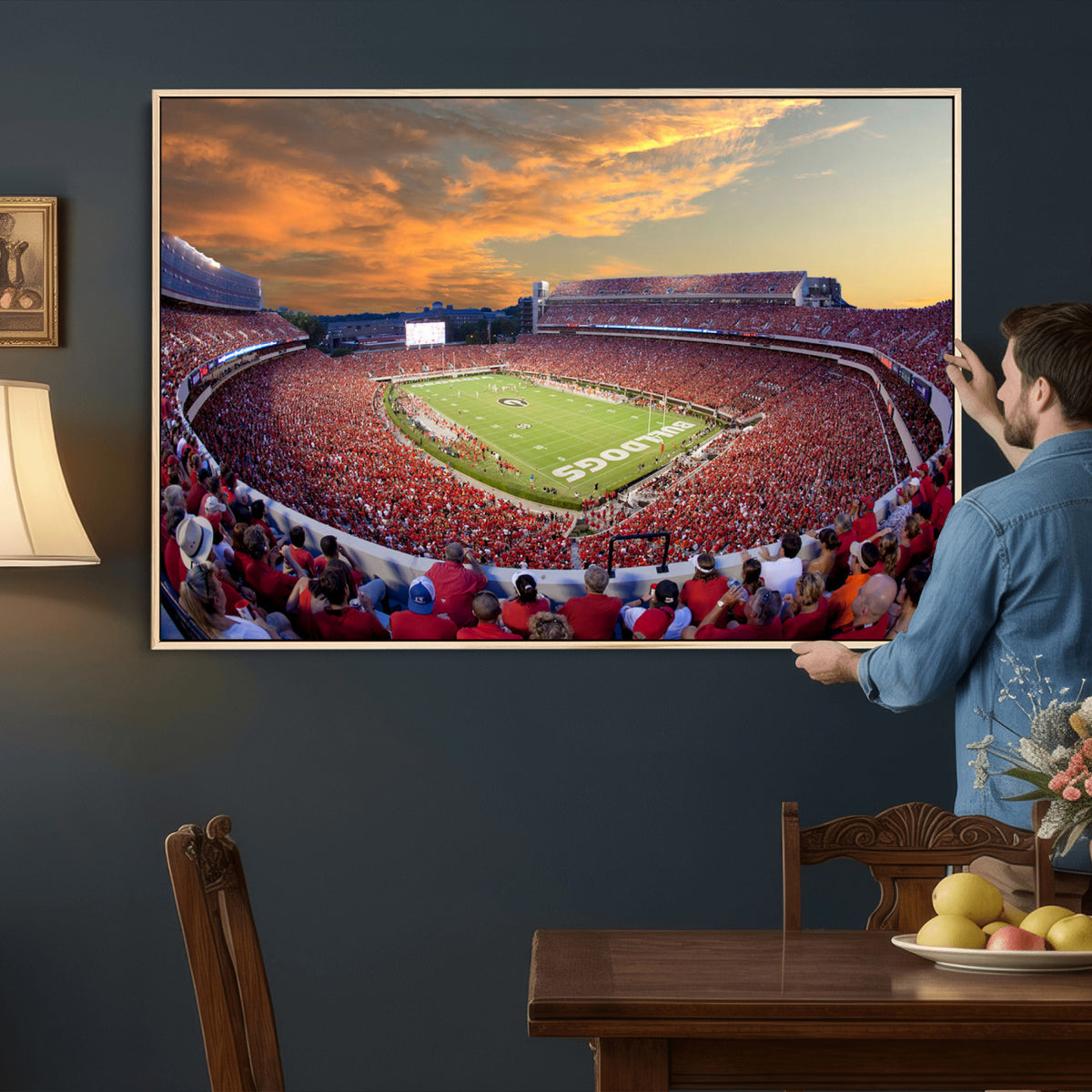 73680988-MGV-CV-36X24 - Dooley Stadium Wall Art, Sports Arena Canvas Print, Dooley Field, Framed and Ready to Hang