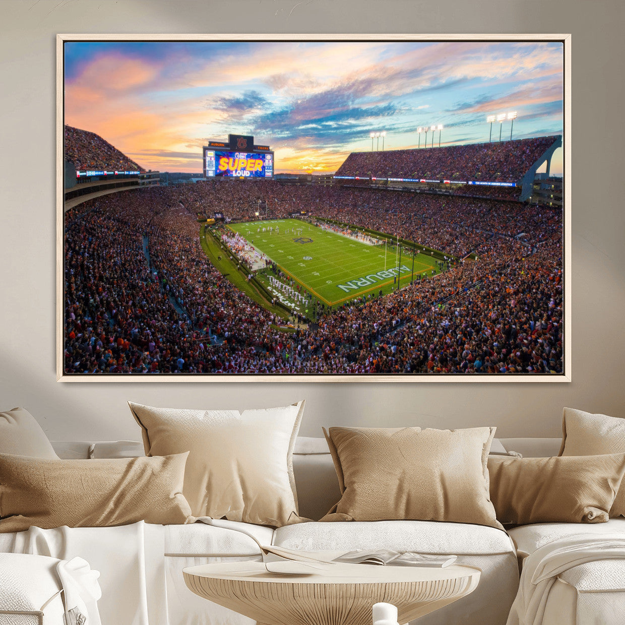 29755746-MGV-CV-36X24-Jordan-Hare Stadium Wall Art Canvas Print, Football Stadium Aerial View, College Sports Art for Man Cave or Game Room