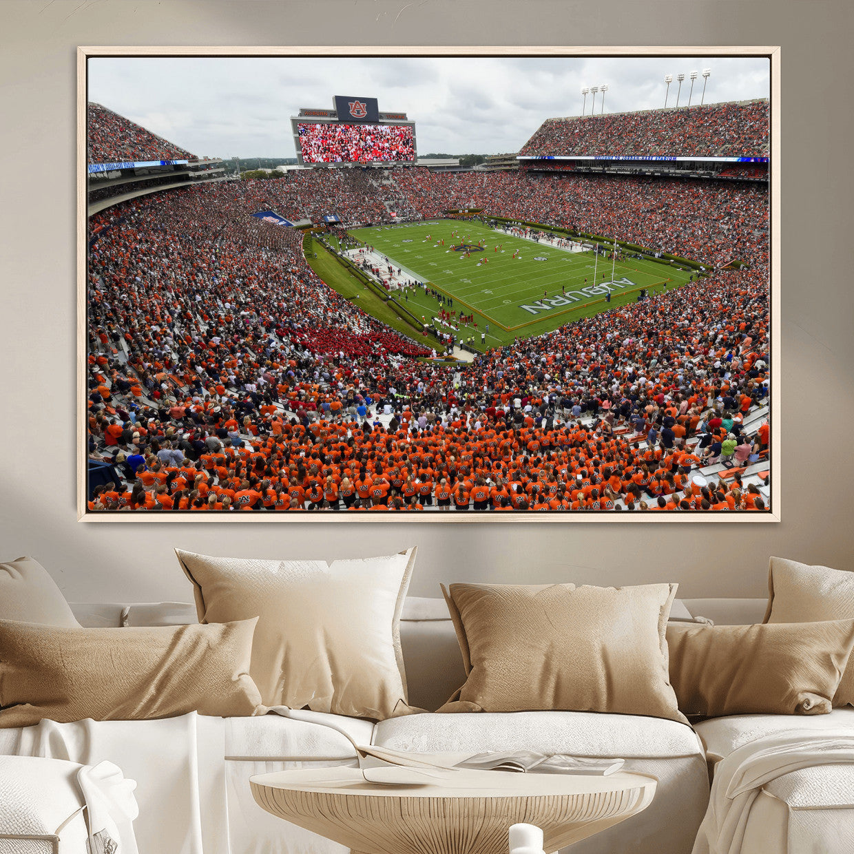 39597998-MGV-CV-36X24-Jordan-Hare Stadium Wall Art Canvas Print, College Sports Art for Man Cave or Game Room, Framed Alabama Football Decor