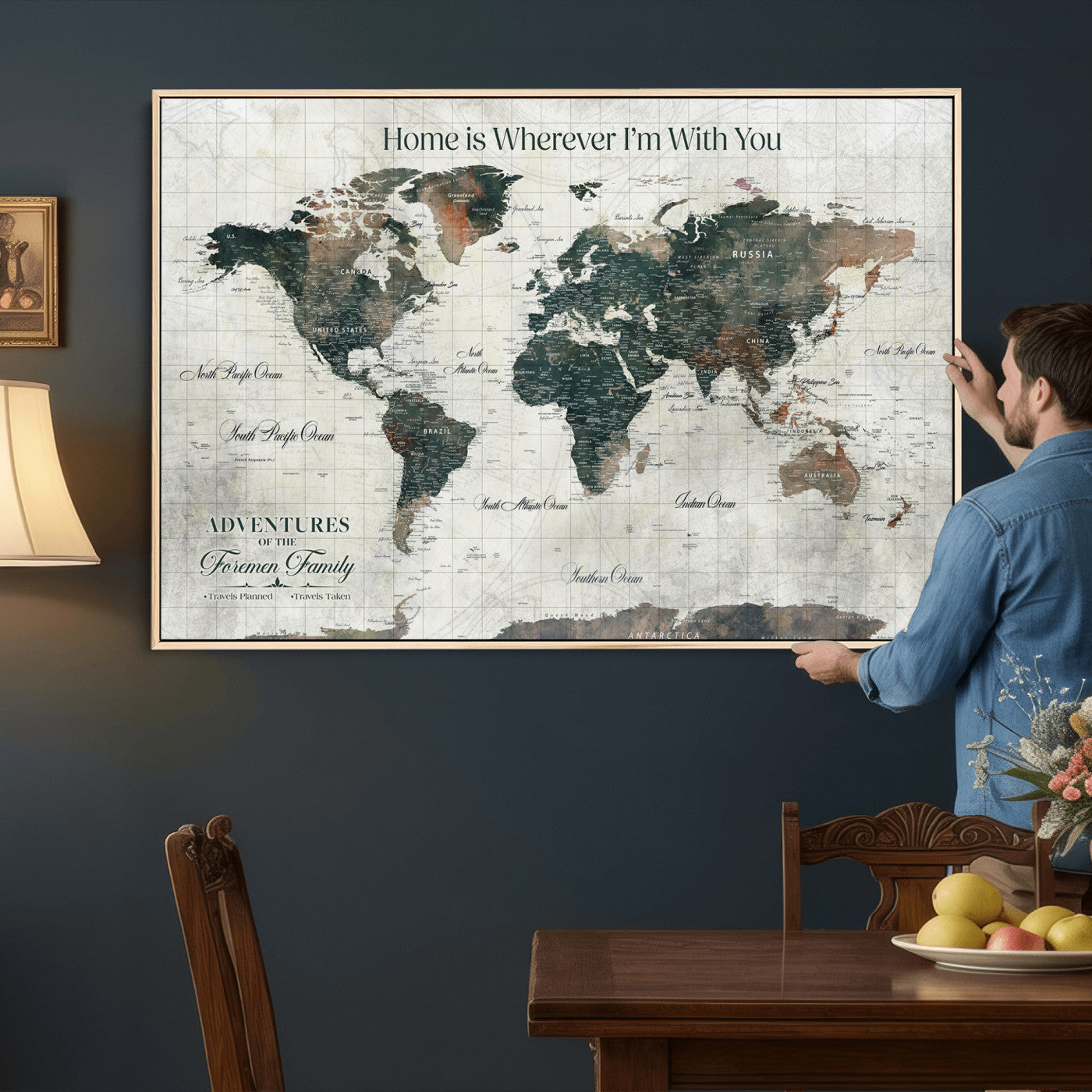 81931818-MGV-FC-36X24 - Personalized Push Pin World Map Wall Art Canvas Print with Pins – Customize  Travel Tracker Map for Home and Office Décor