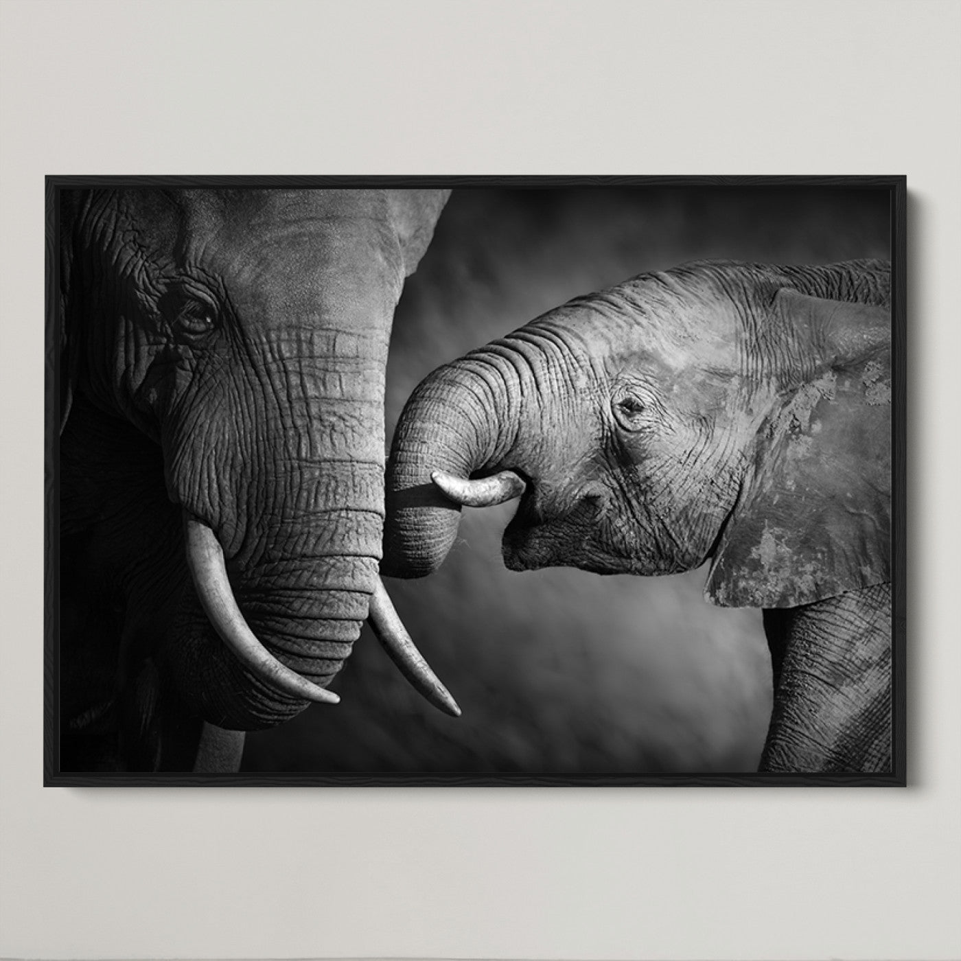42691-MGV-CV-36X24-Elephant Family Wall Art Canvas, Framed Elephant Family Canvas Print