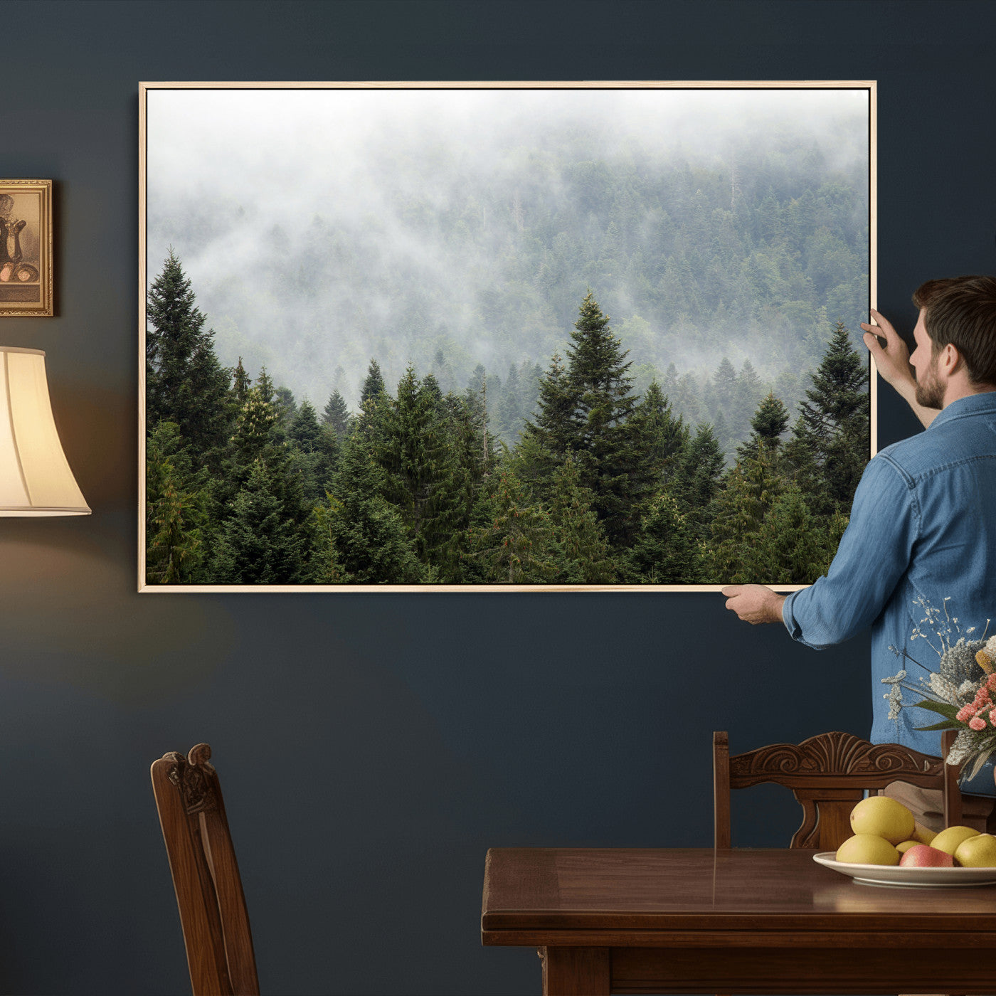 37010054-MGV-CV-36X24 - Misty Mountain Forest Wall Art Canvas Print