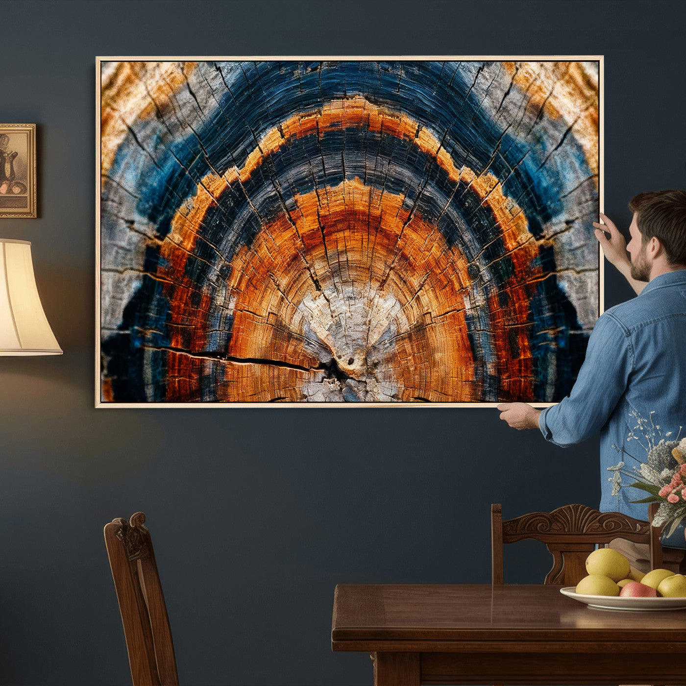 92693966N-MGV-CV-36X24 - Abstract Wood Grain Canvas Print, Tree Ring Pattern Wall Art, Framed Canvas Ready to Hang