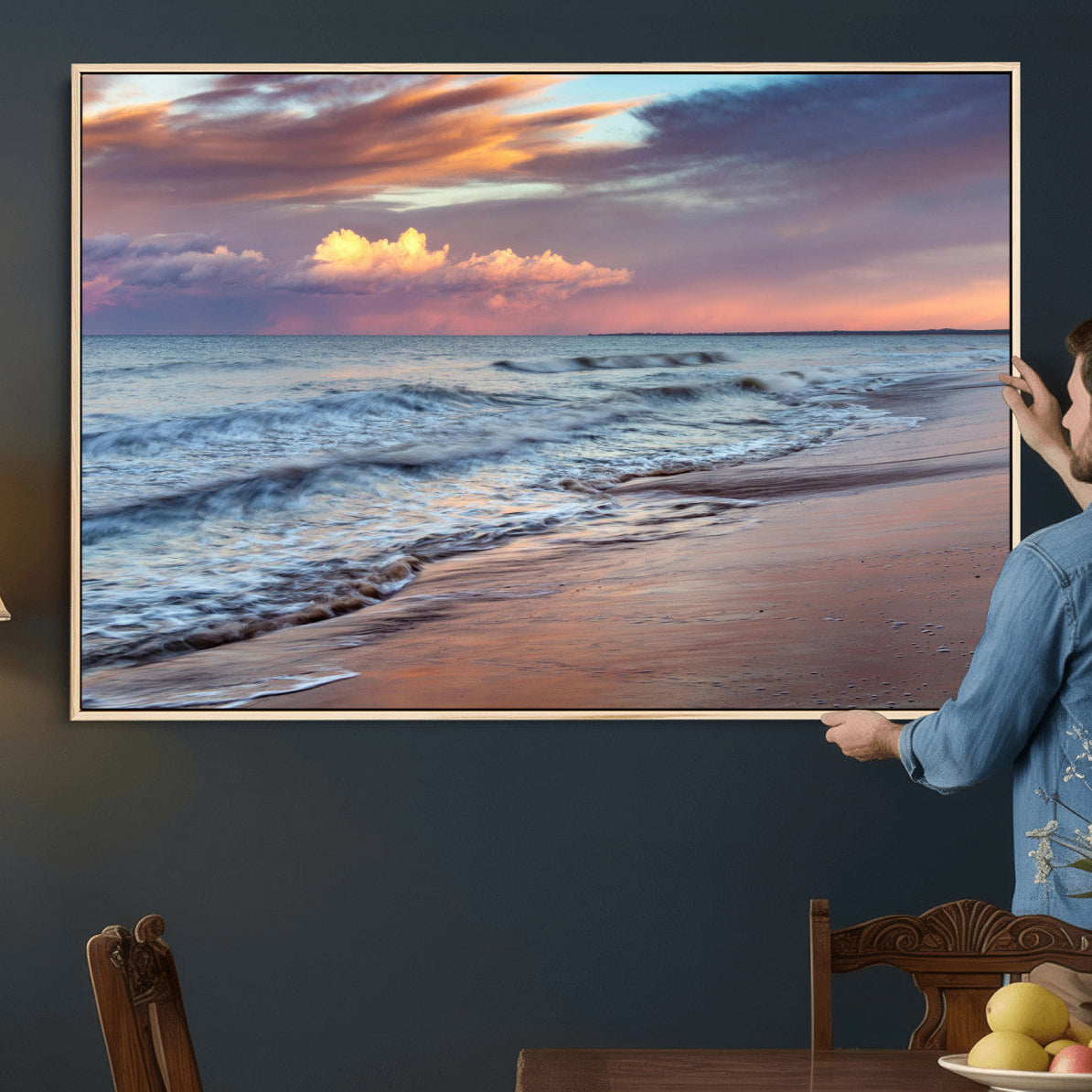 67765254-MGV-CV-36X24 - Ocean Sunset Wall Art Canvas Print – Coastal Beach Photography Artwork Print for Living Room, Bedroom, and Relaxing Home Decor