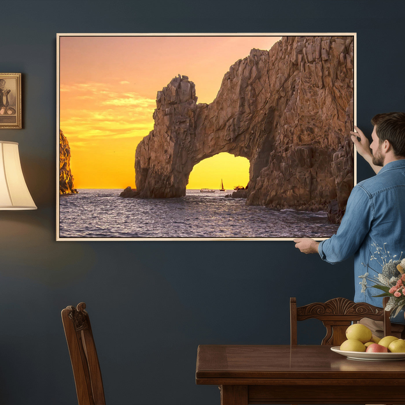66414515-MGV-CV-36X24 - El Arco Cabo San Lucas Ocean Arch Wall Art Canvas Print, Baja California Rock Arch Seascape Canvas Print, Mexico Coastal Landmark Scenic Art Printing