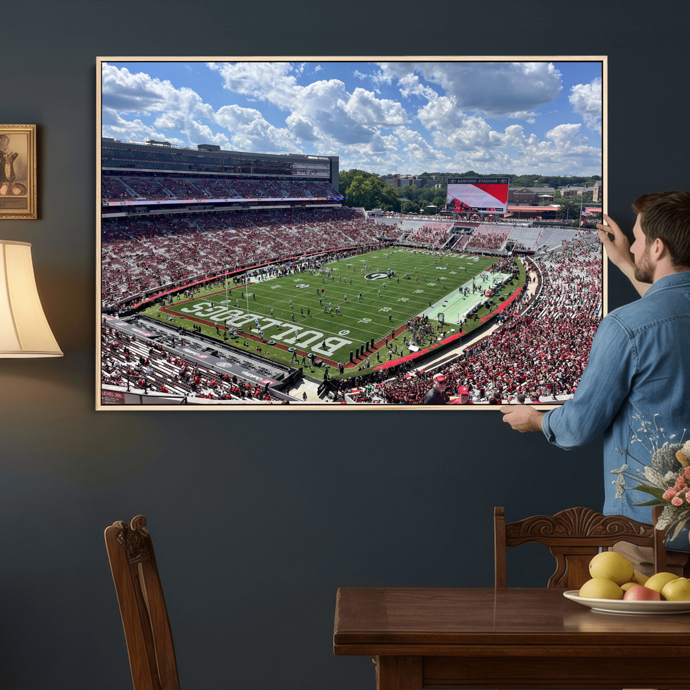 10665453-MGV-CV-36X24 - Georgia Bulldogs Stadium Wall Art Canvas Print, Sanford Stadium Football Field Panorama, College Football Game Day Wall Decor