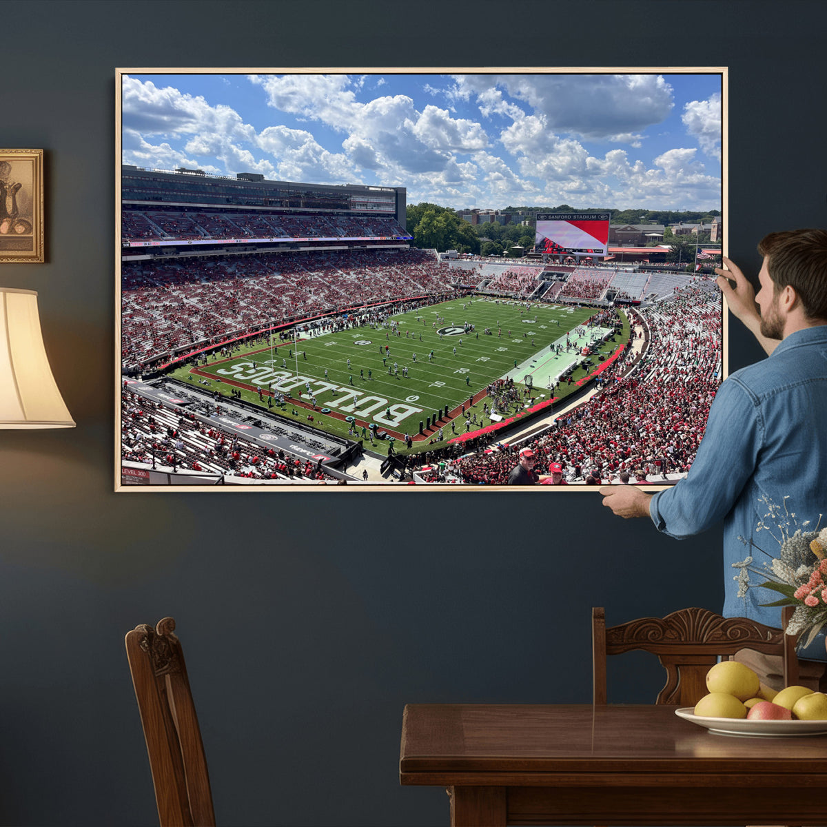 10665453-MGV-CV-36X24 - Georgia Bulldogs Stadium Wall Art Canvas Print, Sanford, Framed and Ready to Hang