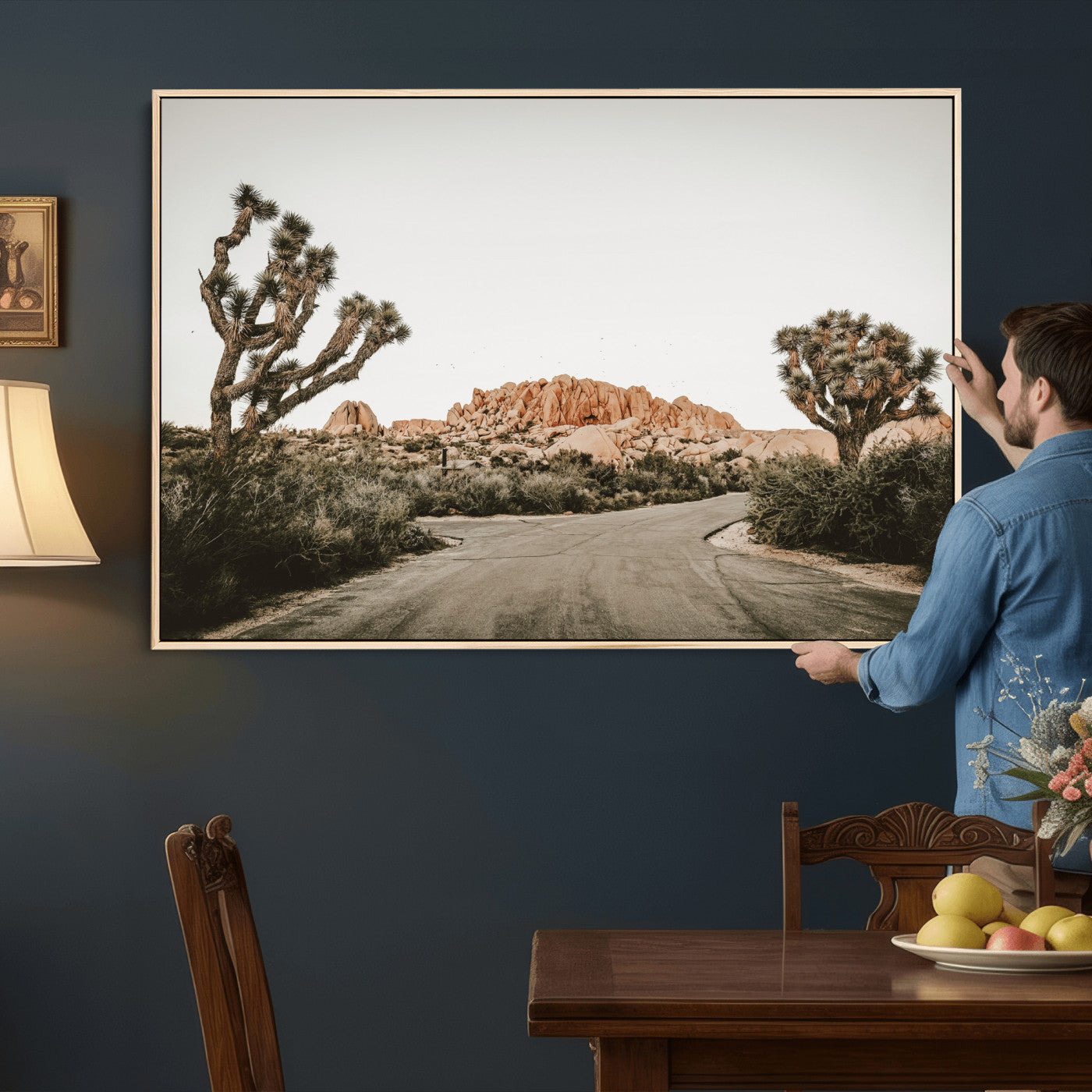 97248544-MGV-CV-36X24 - Joshua Tree Desert Wall Art Canvas Print, Minimal Southwestern Landscape Nature Wall Decor for Modern and Boho Interiors