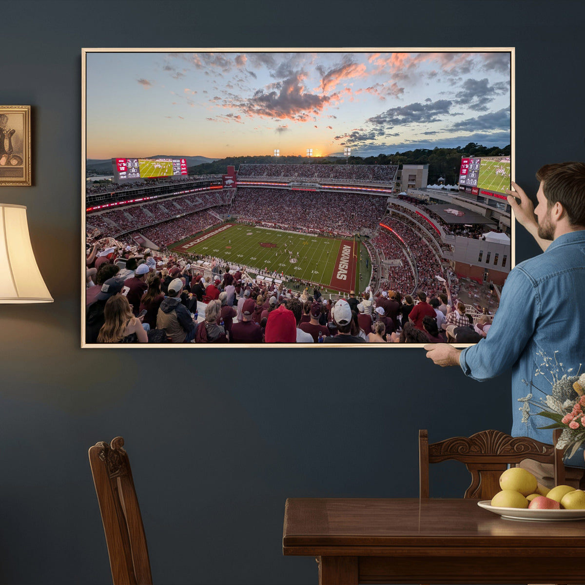 71837429-MGV-CV-36X24 - Donald W. Reynolds Razorback Stadium Wall Art Canvas Print – Arkansas Razorbacks Football Artwork for Home, Office, and Sports Room Decor