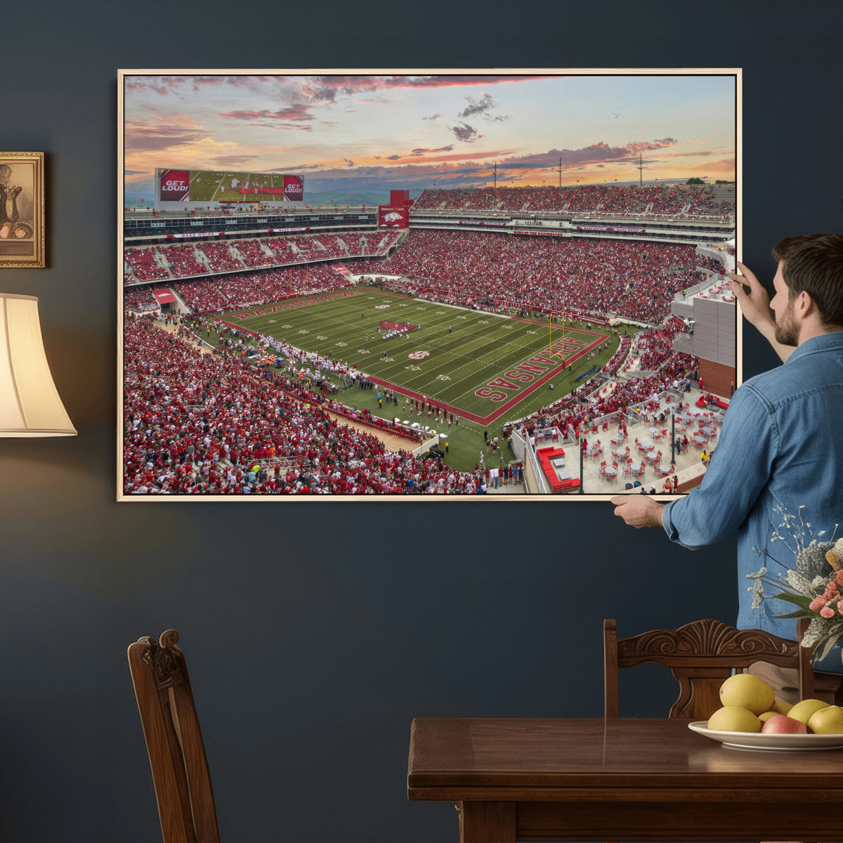 82233065-MGV-CV-36X24 - Donald W. Reynolds Razorback Stadium Wall Art Canvas Print – Arkansas Razorbacks Football Artwork for Home, Office, and Sports Room Decor
