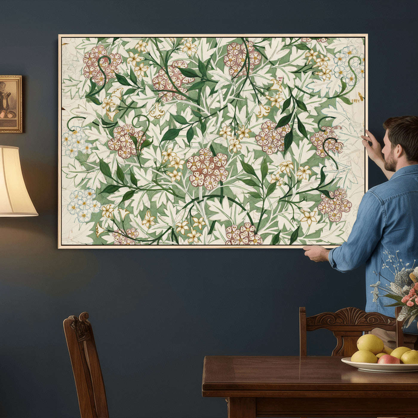 33560597-MGV-CV-36X24 - William Morris Jasmine 1872 Canvas Wall Art — Arts and Crafts Botanical Print | Vintage Green Floral Decor | Cottagecore Gift | Classic Art