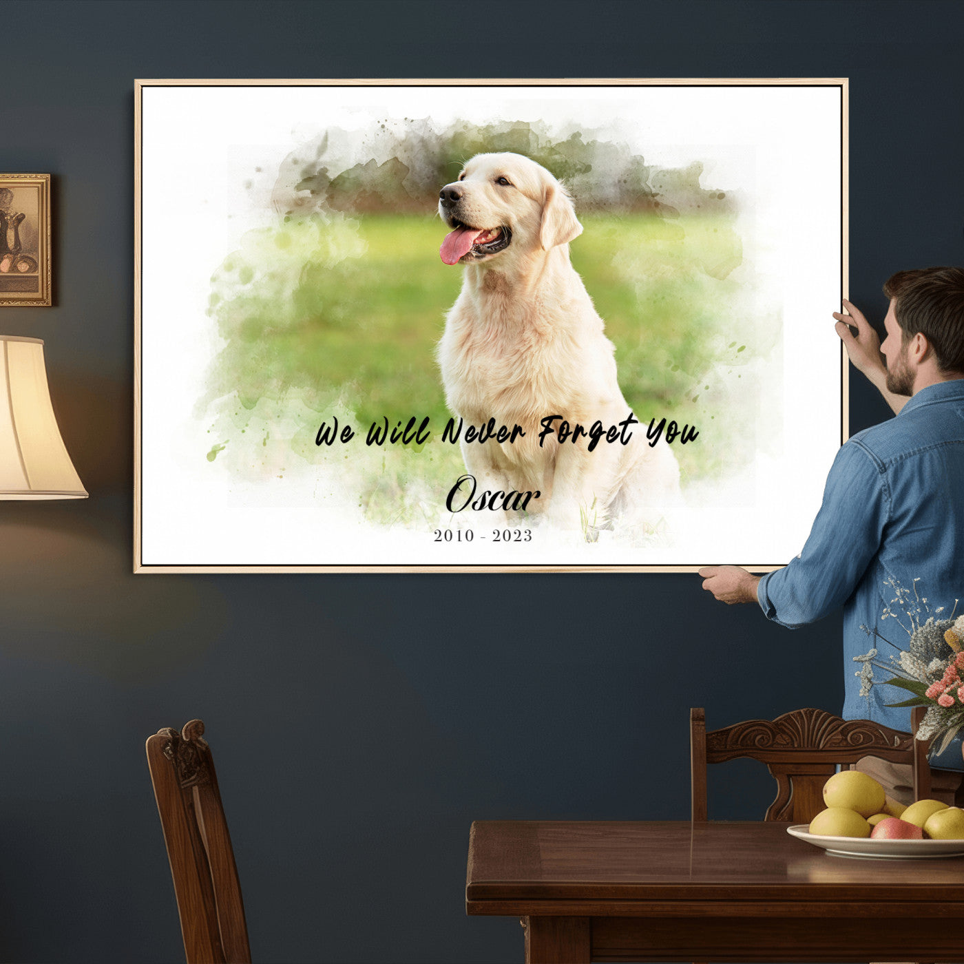 38460512-MGV-CV-36X24 - Abstract Pet Memorial Wall Art Canvas Print, Custom Dog Memorial Portrait, Personalized Angel Pet Loss Gift, Angel Wings Puppy Print