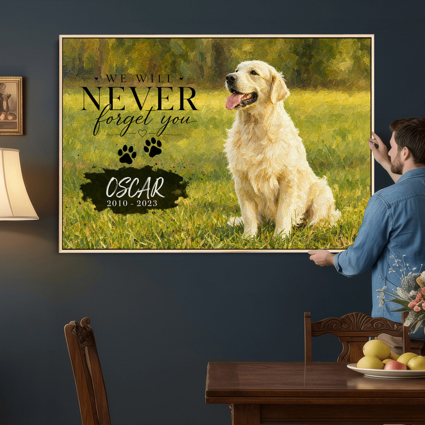 38460512P2-MGV-CV-36X24 - Pet Memorial Wall Art Canvas Print, Custom Dog Memorial Portrait, Personalized Angel Pet Loss Gift, Angel Wings Puppy Print