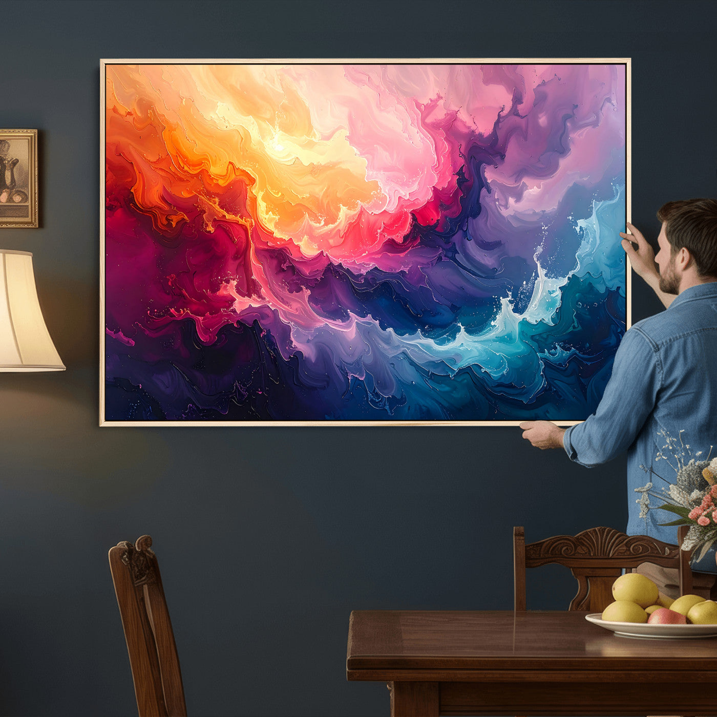 16157633-MGV-CV-36X24 - Large Colorful Abstract Canvas Wall Art Print, Vibrant Popup Color Art Print