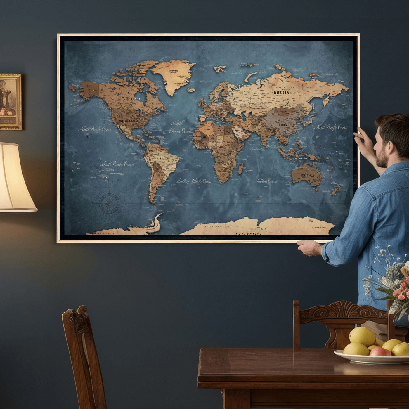 45826339-MGV-CV-36X24 - World Map Canvas Wall Art Canvas Print