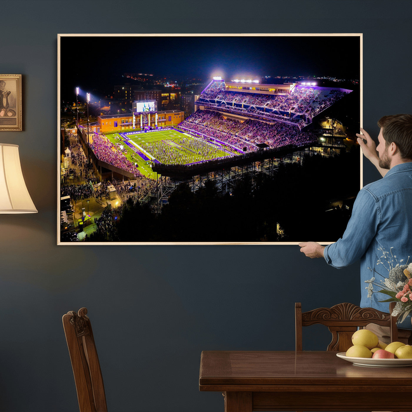 400867JMU2-MGV-CV-36X24 - JMU Stadium Wall Art Canvas Print for Game Room Decor - James Madison University Stadium