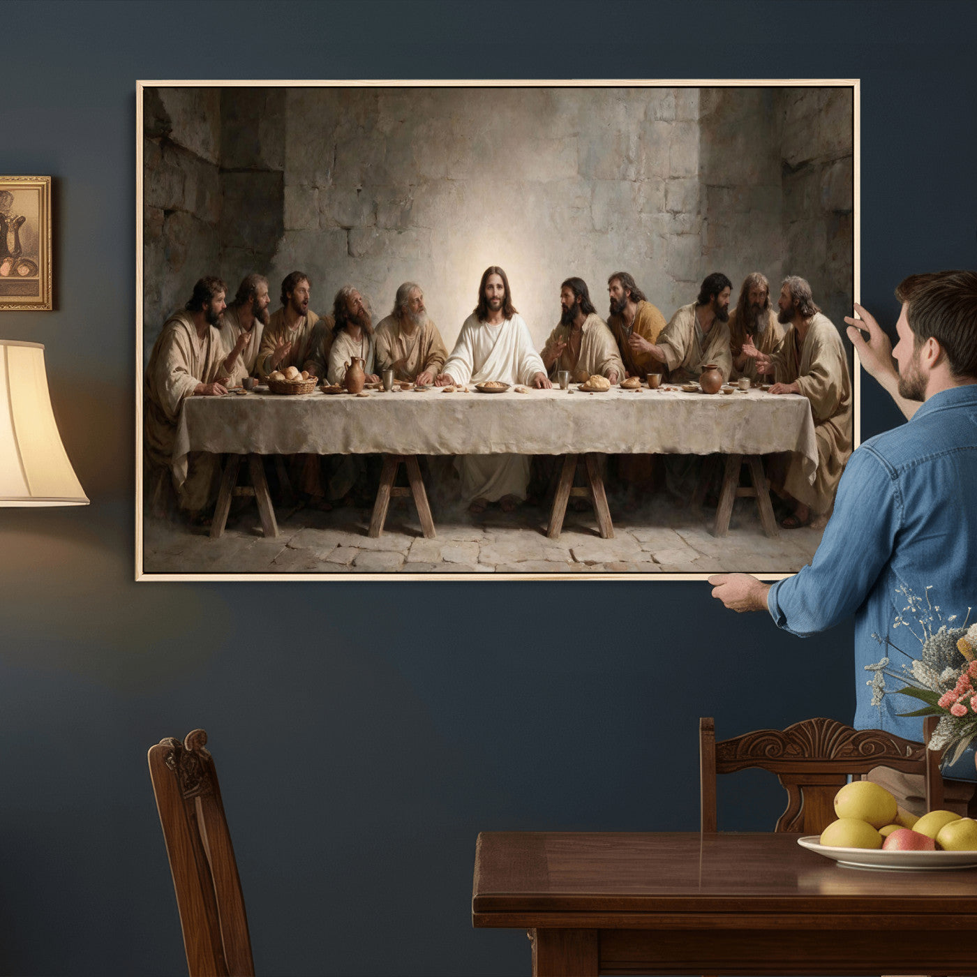 69633087-MGV-CV-36X24 - The Last Supper of Jesus Christ Wall Art Canvas Print - Classical Christian Faith Home Decor