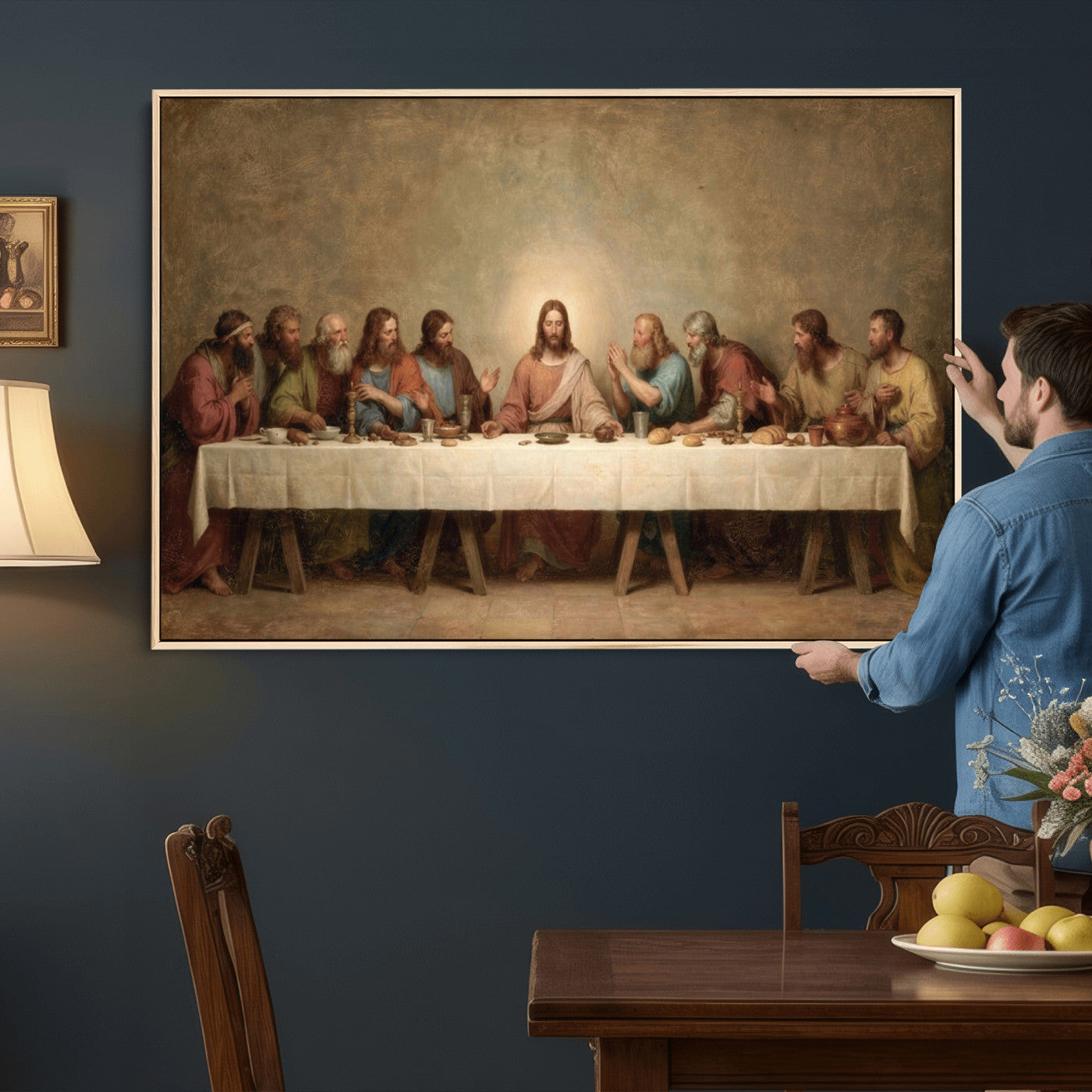 50761248-MGV-CV-36X24 - The Last Supper of Jesus Christ Wall Art Canvas Print - Classical Christian Faith Home Decor
