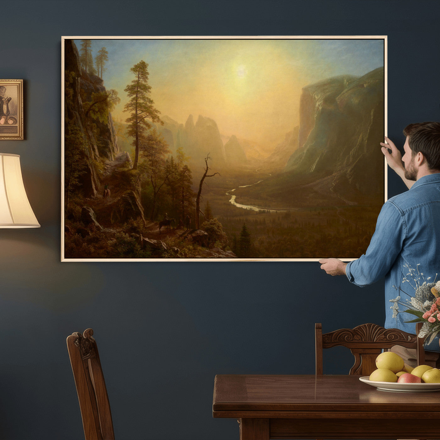 32350988-MGV-CV-36X24 - Albert Bierstadt Among the Sierra Nevada California Yosemite Wall Art Canvas Print, Classic Fine Art Painting Print