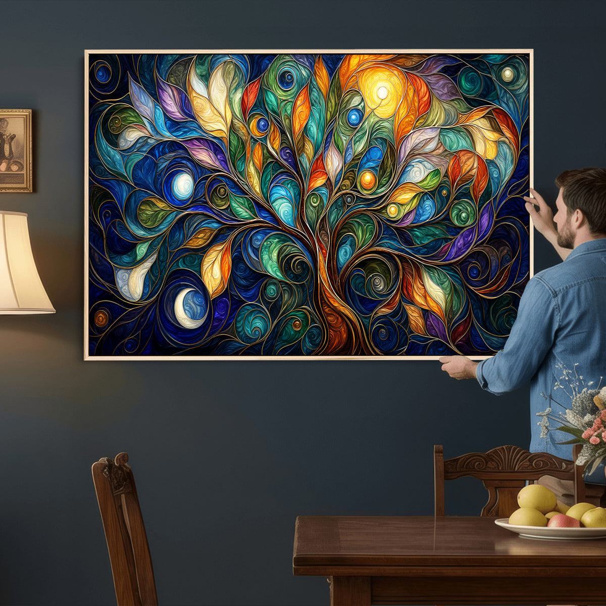 60127105-MGV-CV-36X24 - Psychedelic Tree Of Life Wall Art - Vibrant Swirl Cosmic Nature Decor
