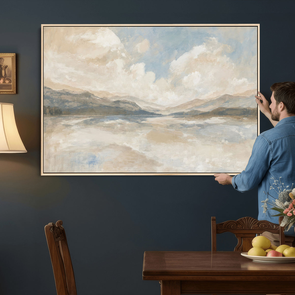 12998065-MGV-CV-36X24 - Serene Mountain and Lake Landscape Canvas Wall Art