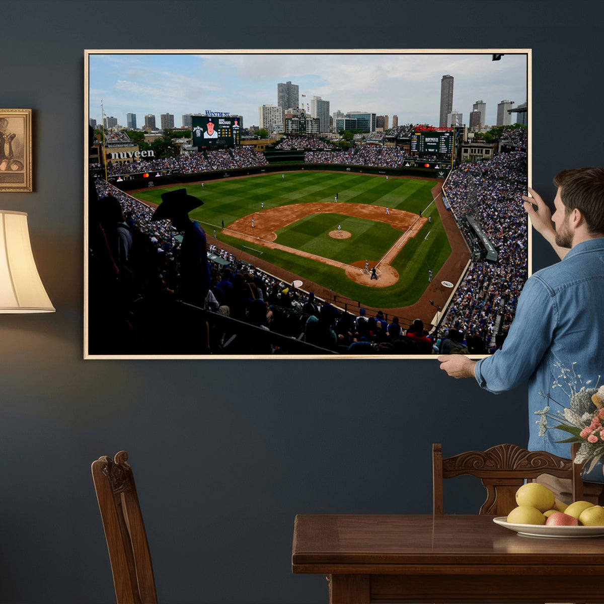 34859D-MGV-CV-36X24 - Chicago Cubs Baseball Team Print - Wrigley Field Stadium