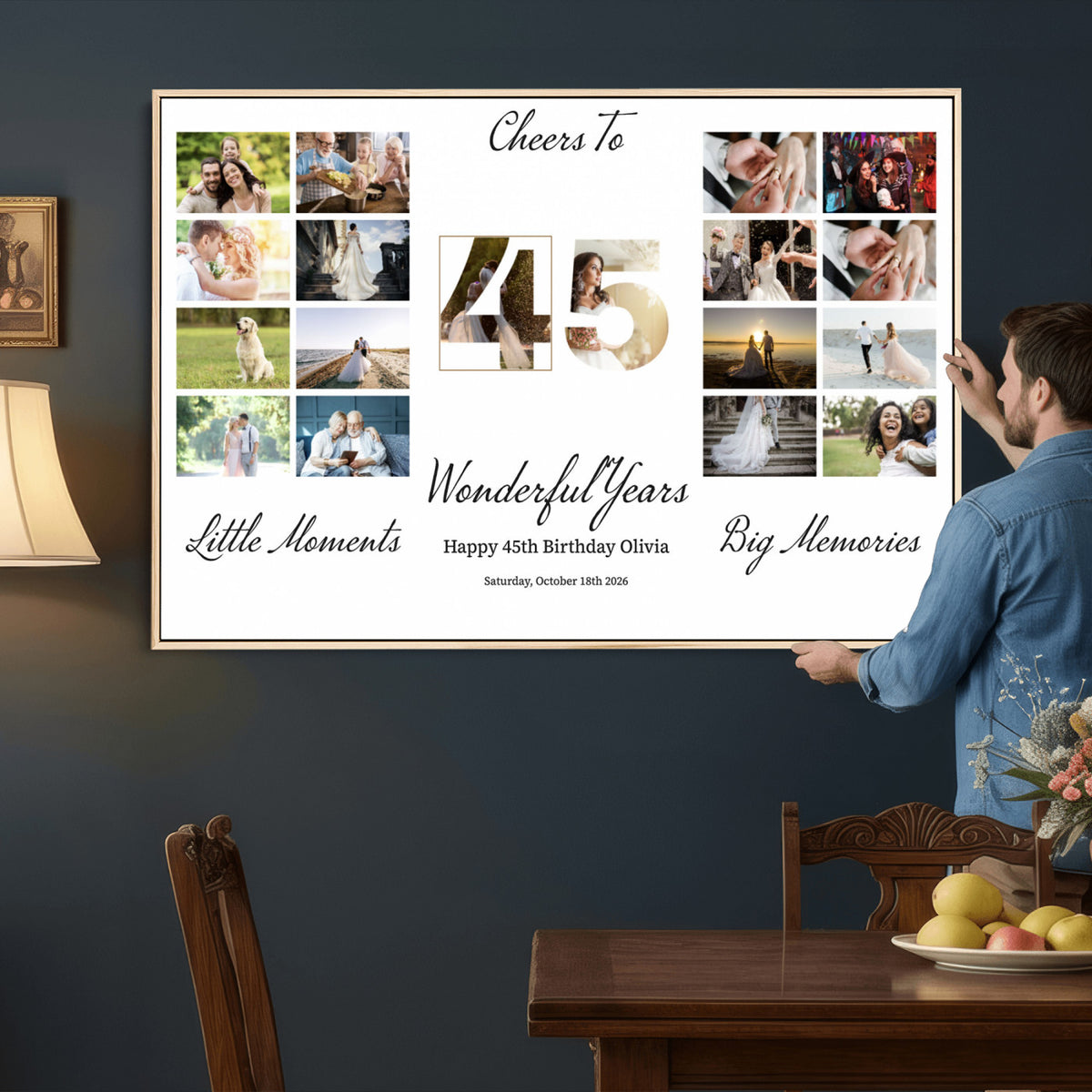 CSTM914CLJ-MGV-CV-36X24 - Moments and Memories Canvas Print – Personalized Birthday Photo Grid Wall Art