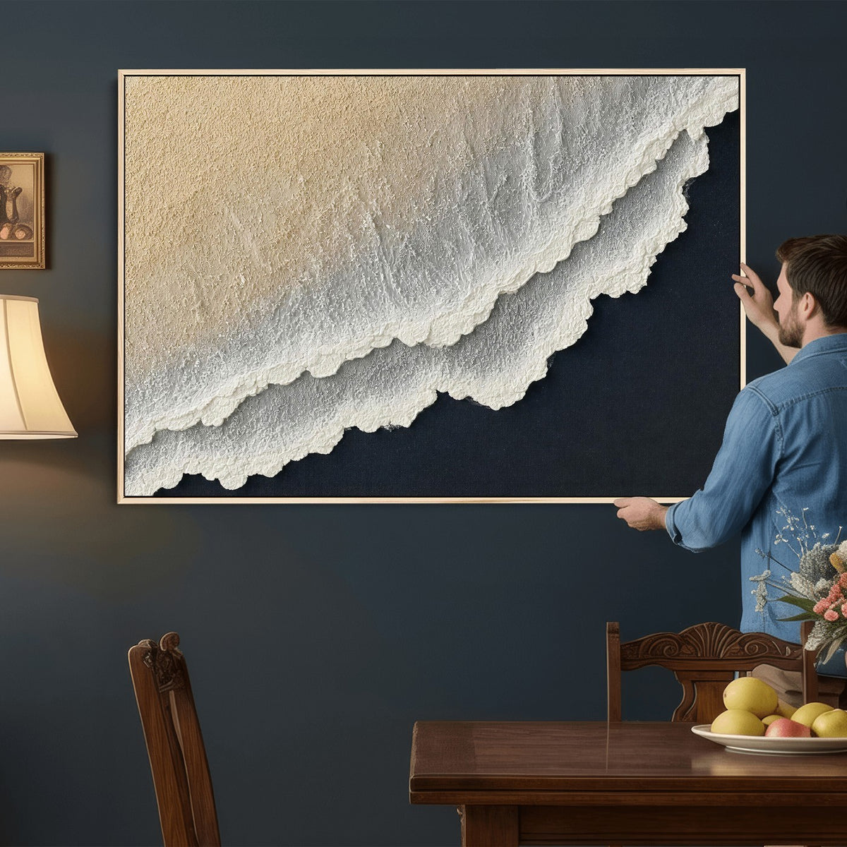 32969959-MGV-CV-24X16 - Abstract Ocean Wave Canvas Wall Art, Coastal Beach Wall Decor for Living Room
