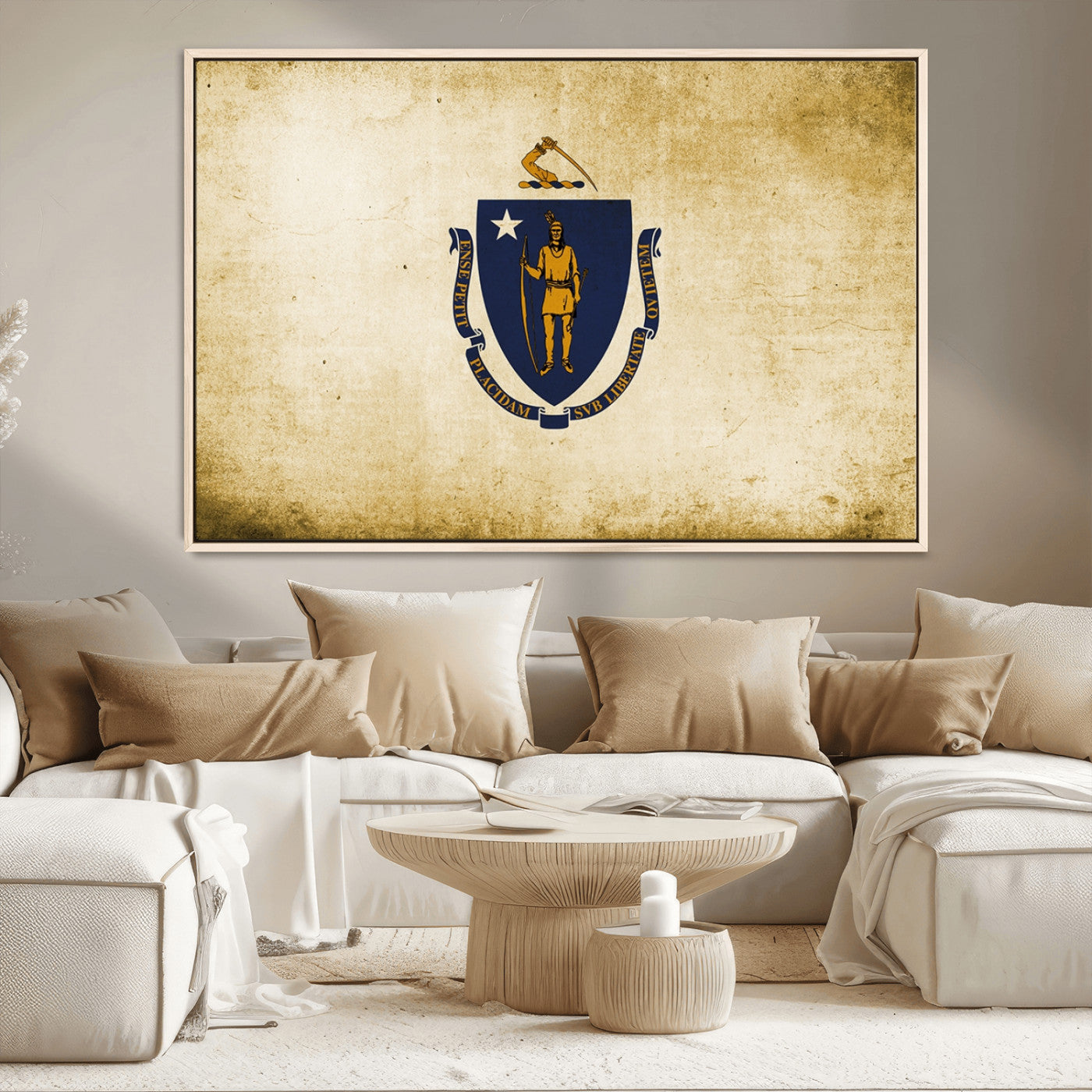 MGV-FC-36X24 - Massachusetts Flag Wall Art Canvas Print