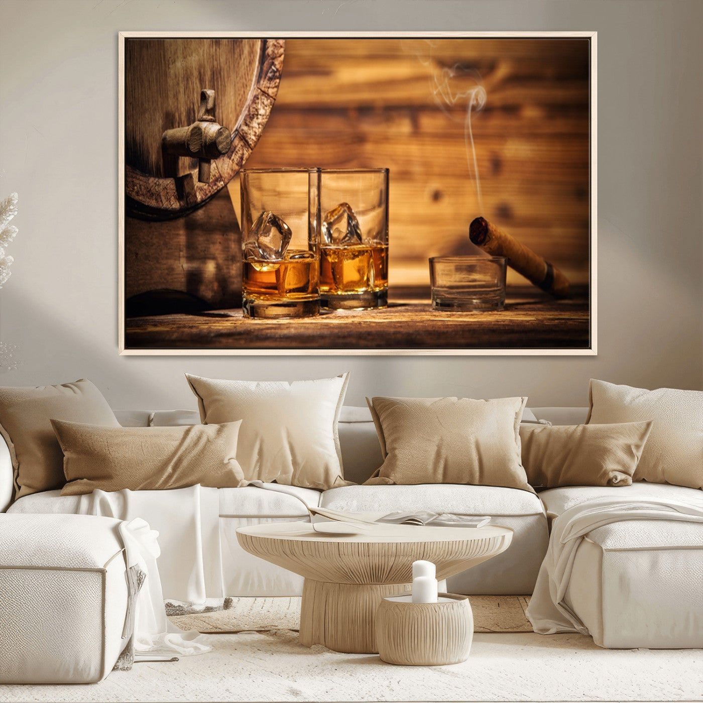 MGV-FC-36X24 - Rustic Whiskey and Barrel Canvas Print