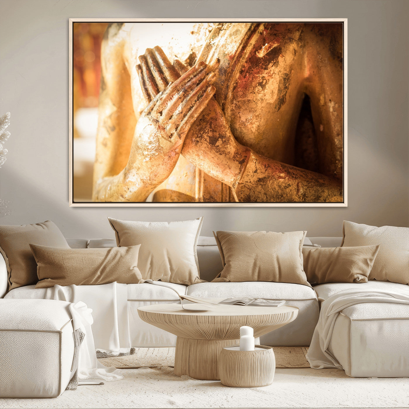 MGV-FC-36X24 - Buddha Statue Hands Wall Art Canvas Print