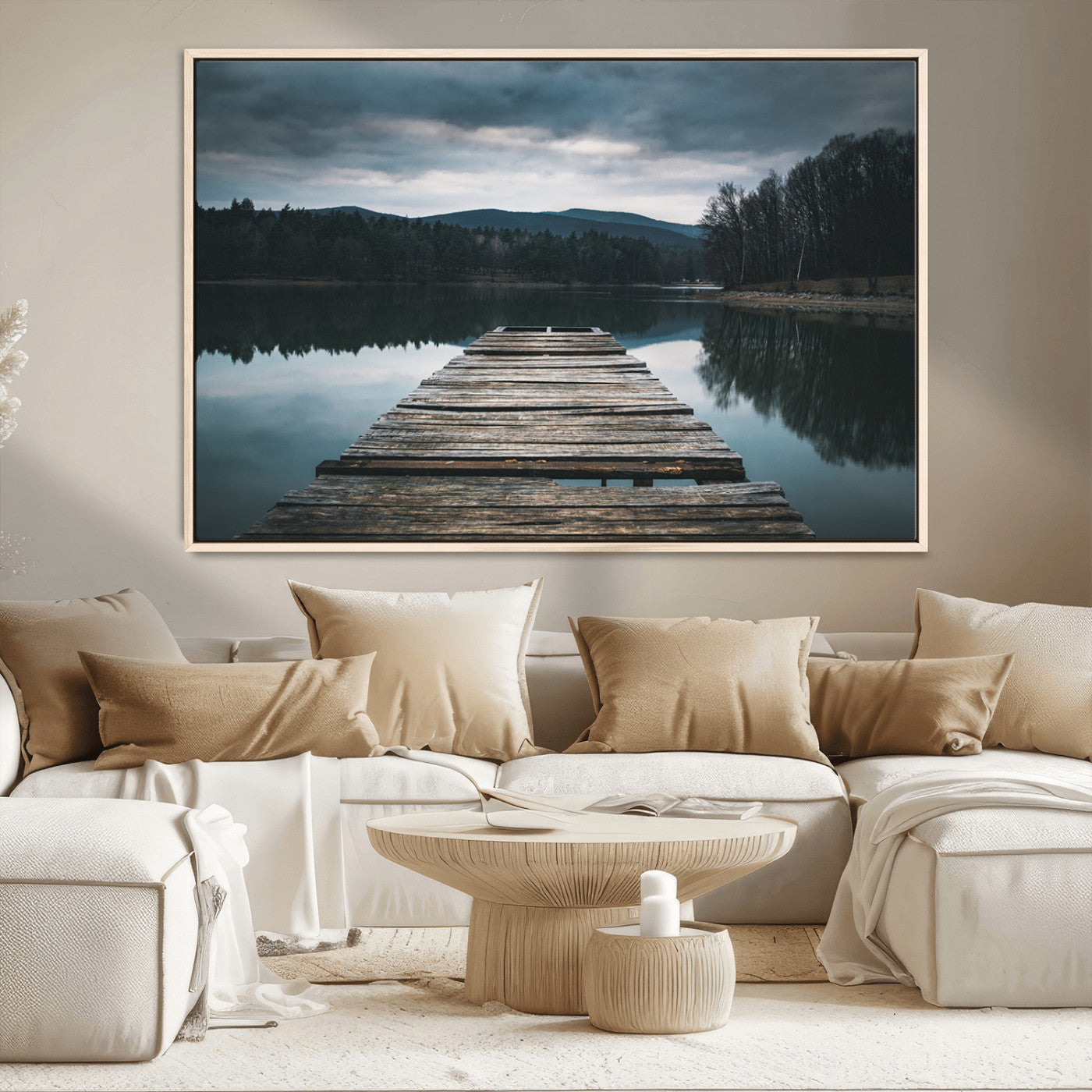 MGV-FC-36X24 - Wooden Bridge Near Lake Wall Art Canvas Print
