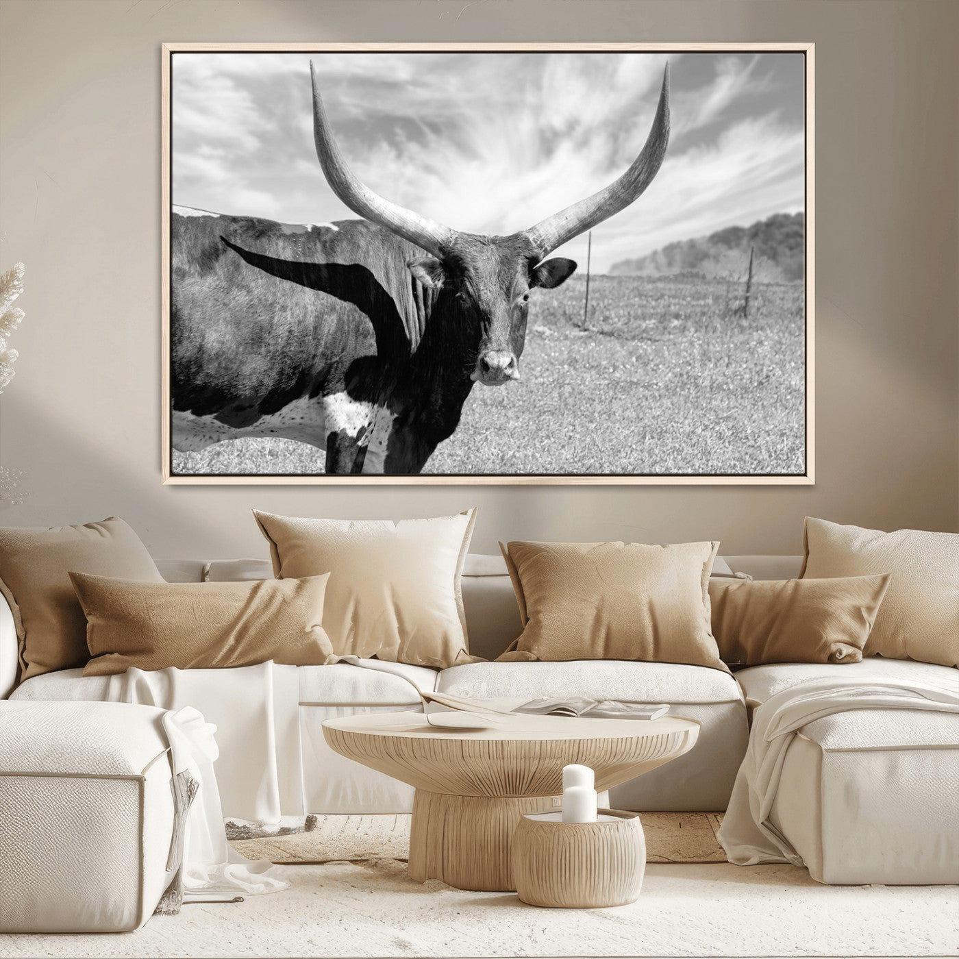 MGV-FC-36X24 - Cattle Wall Art Longhorn Cow Canvas Print