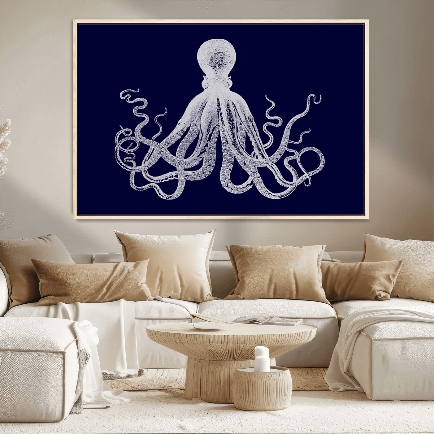 MGV-FC-36X24 - Blue Octopus Wall Art Canvas Print