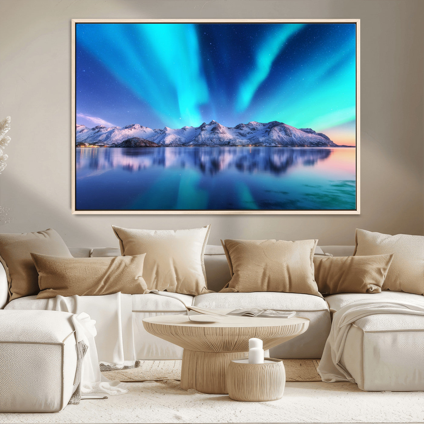 MGV-FC-36X24 - Northern Lights above Mountain Wall Art, Northern Lights Wall Art Canvas Print