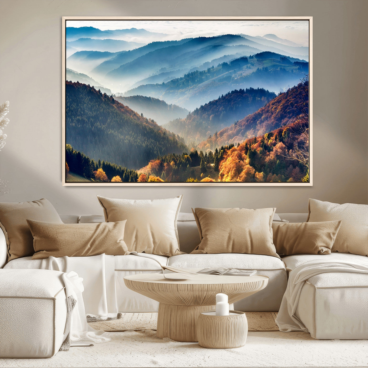 MGV-FC-36X24 - Mountains Forest Autumn Wall Art Canvas Print