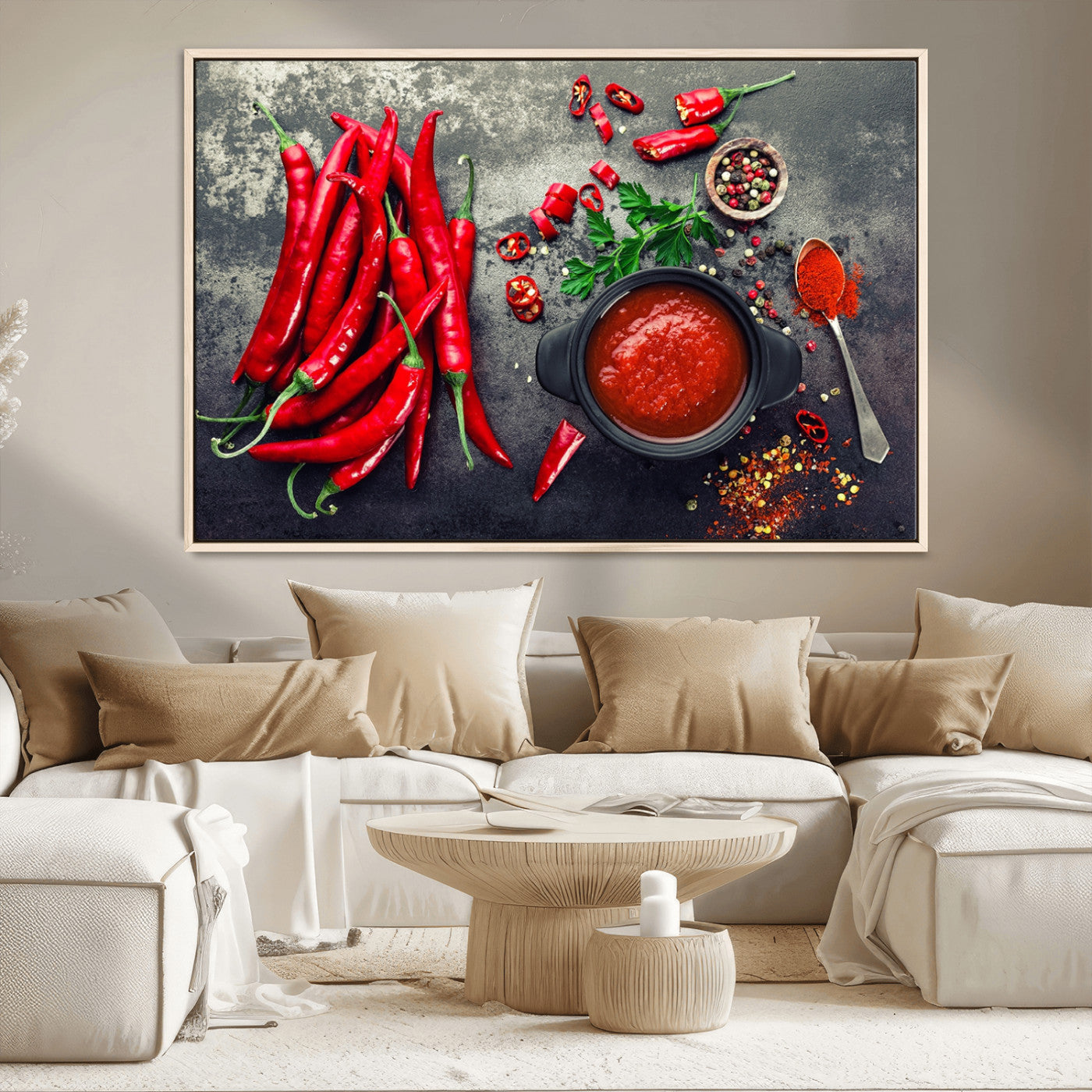 MGV-FC-36X24 - Red Chili Peppers Wall Art Kitchen Artwork Canvas Print