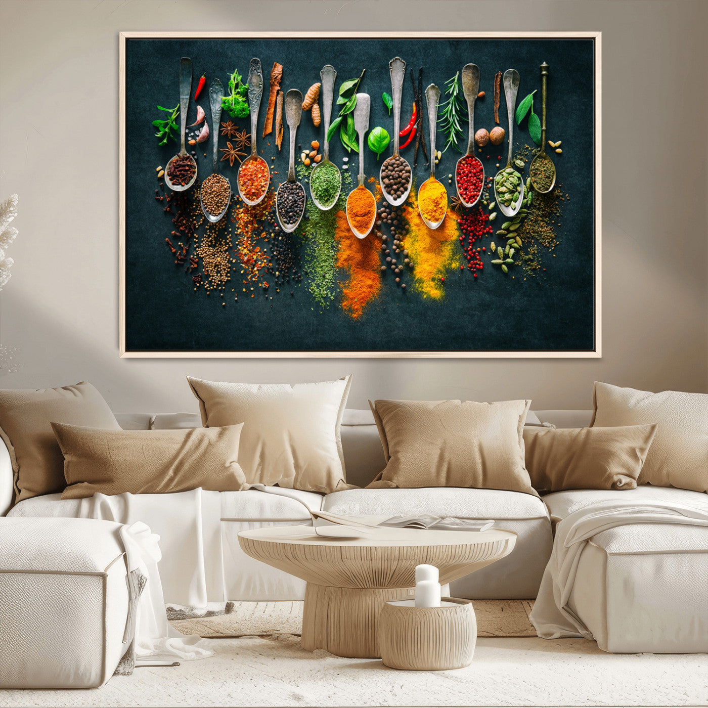 MGV-FC-36X24 - Colorful Spices Canvas Wall Art – Vibrant Kitchen Decor Triptych – Culinary Art Print for Dining