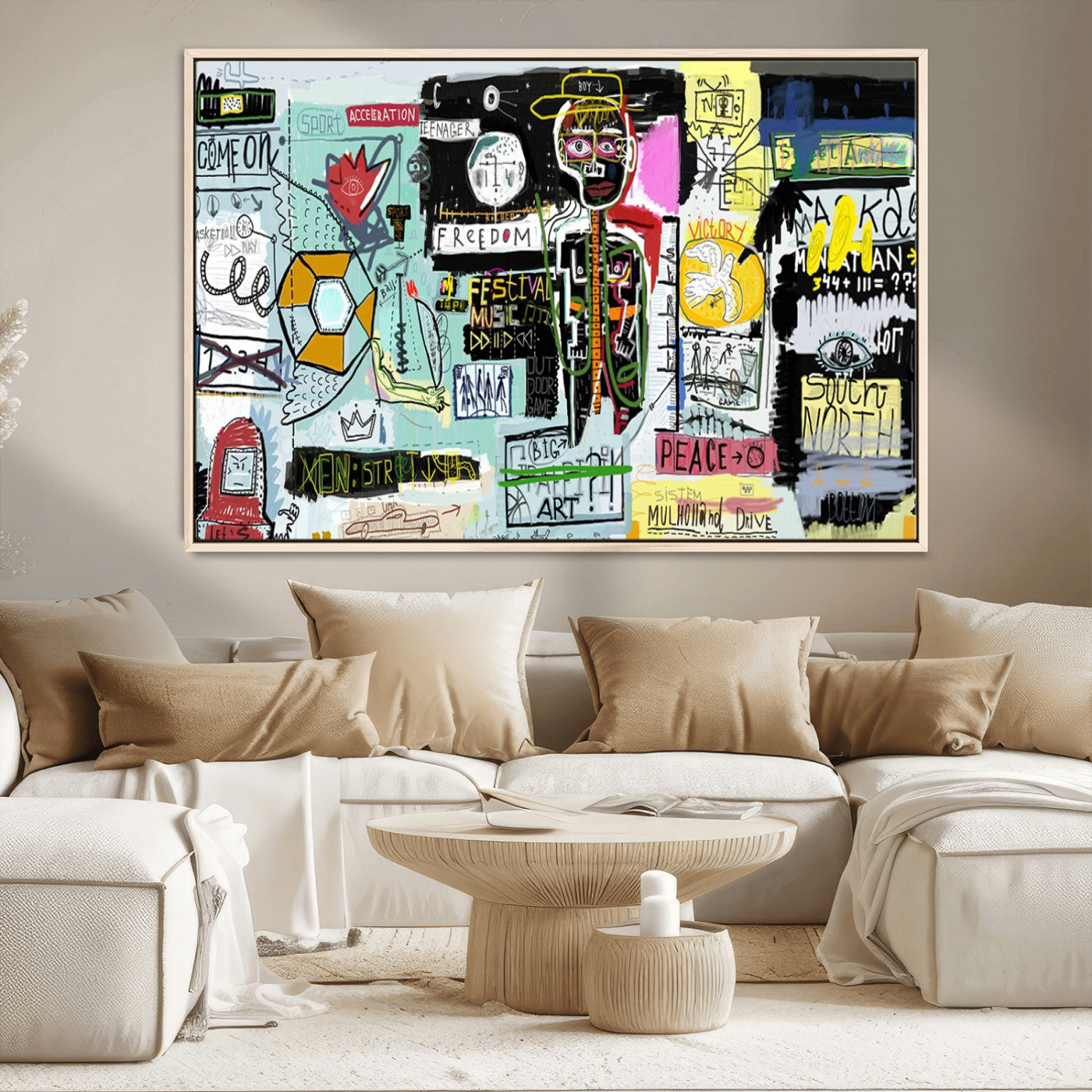 MGV-FC-36X24 - Abstract Graffiti Canvas Street Art-Inspired Graffiti Triptych Canvas – Modern Abstract Wall Art for