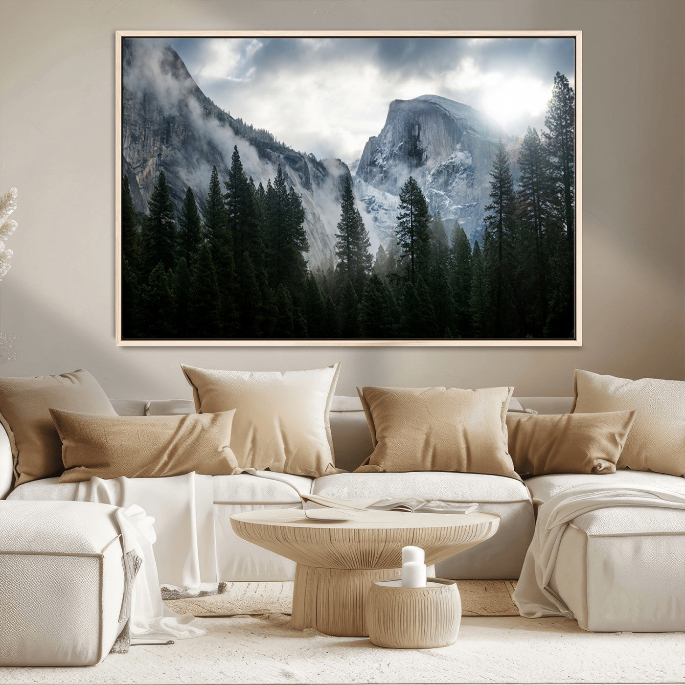 MGV-FC-36X24 - Yosemite National Park El Capitan Foggy Mountain Wall Art | Large Canvas Print for Living Room,