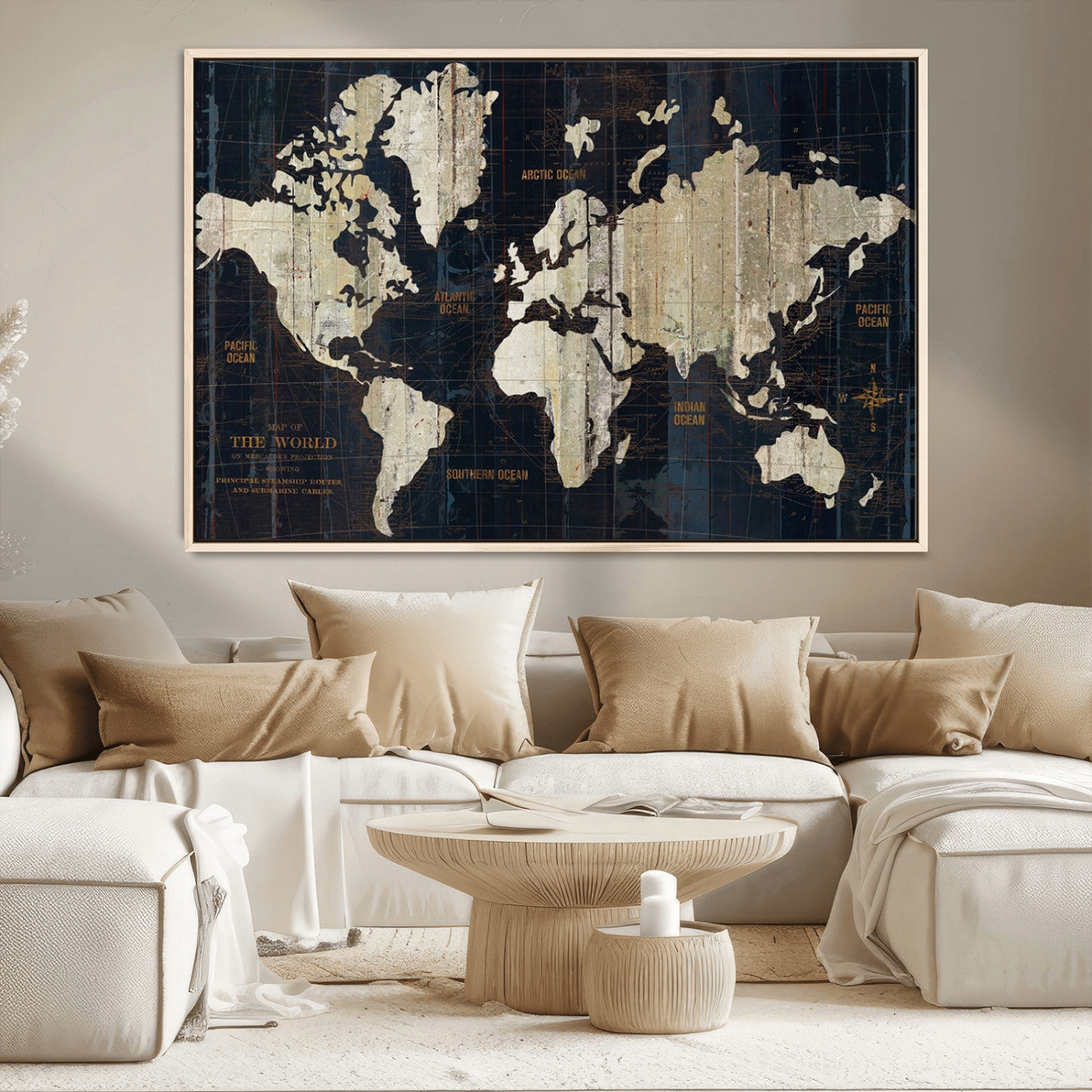 MGV-FC-36X24 - Push Pin World Map Canvas Print – Framed Wall Art for Couples to Track Their Travels – Anniversary