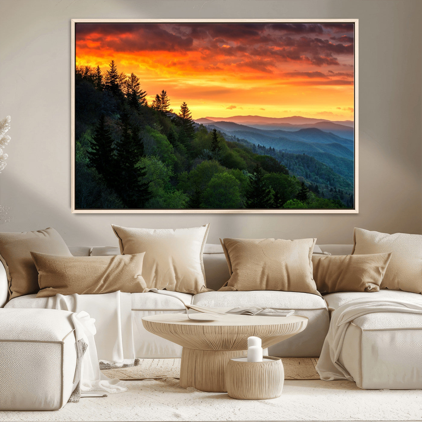 MGV-FC-36X24 - Forest Landscape Wall Art Sunset Canvas, Forest Sunset Canvas Print