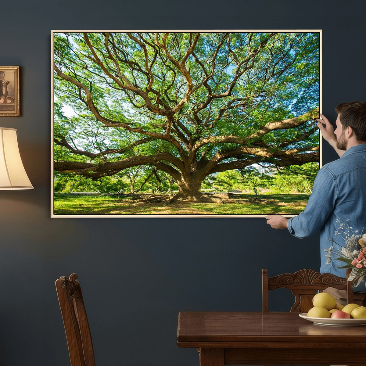 70569-MGV-CV-24X16 - Majestic Oak Tree Wall Art | Serene Nature Canvas Print with Spreading Branches
