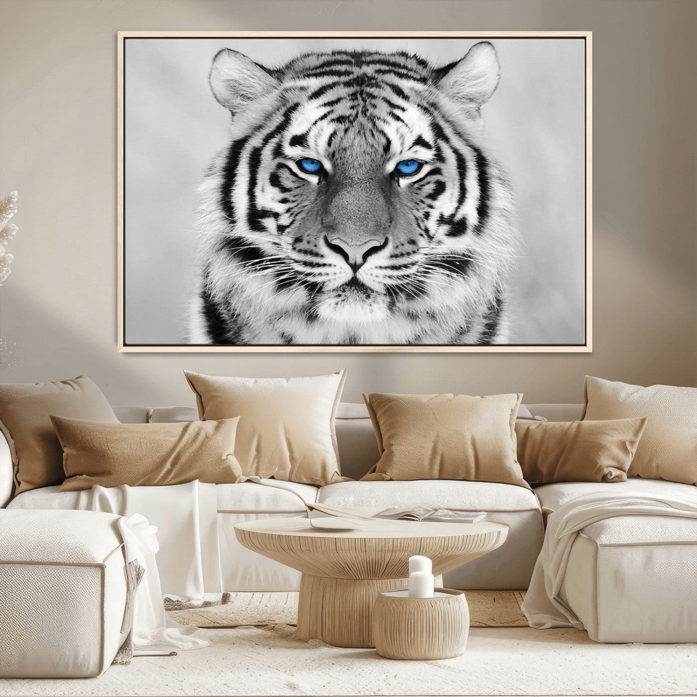 MGV-FC-36X24 - Black and White Tiger Wall Art Animal Canvas Print
