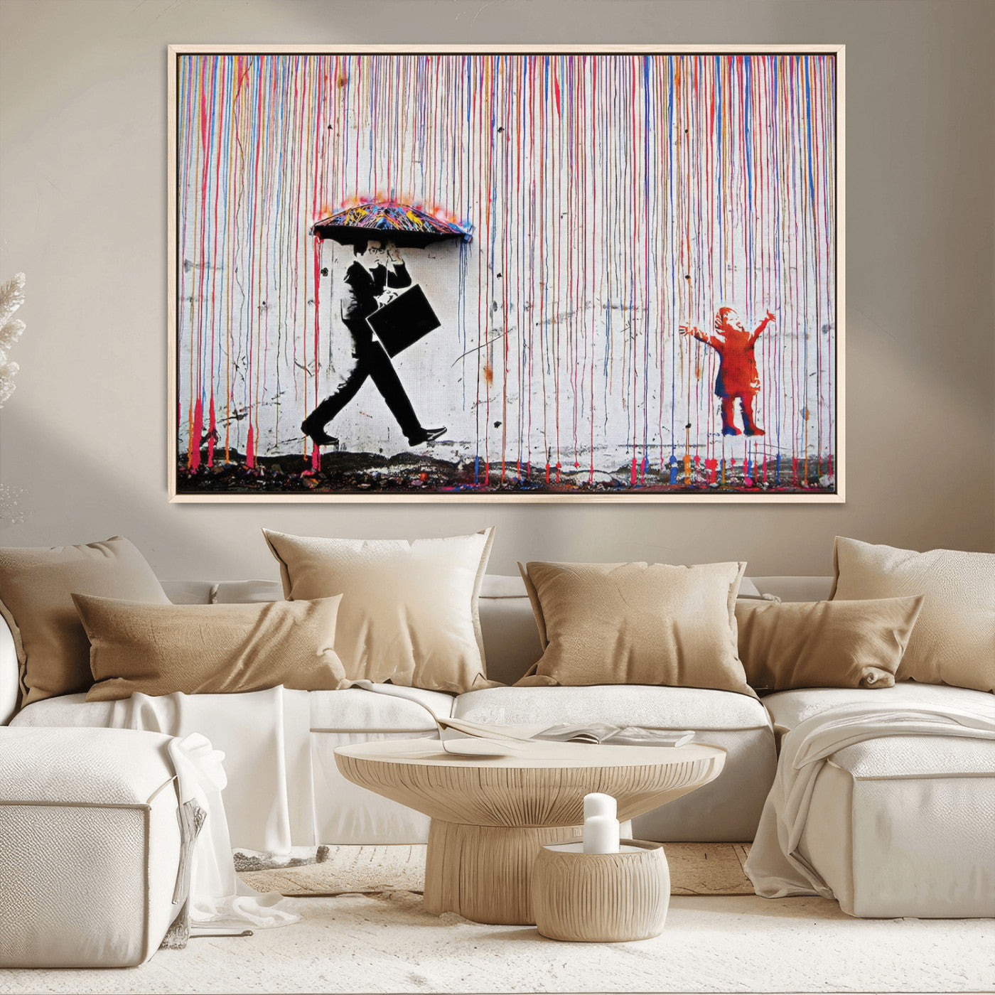 MGV-FC-36X24 - Banksy Wall Art Canvas Print, Framed Graffiti Art Picture Print, Banksy Urban Graffiti Perfect Modern Decor Artwork