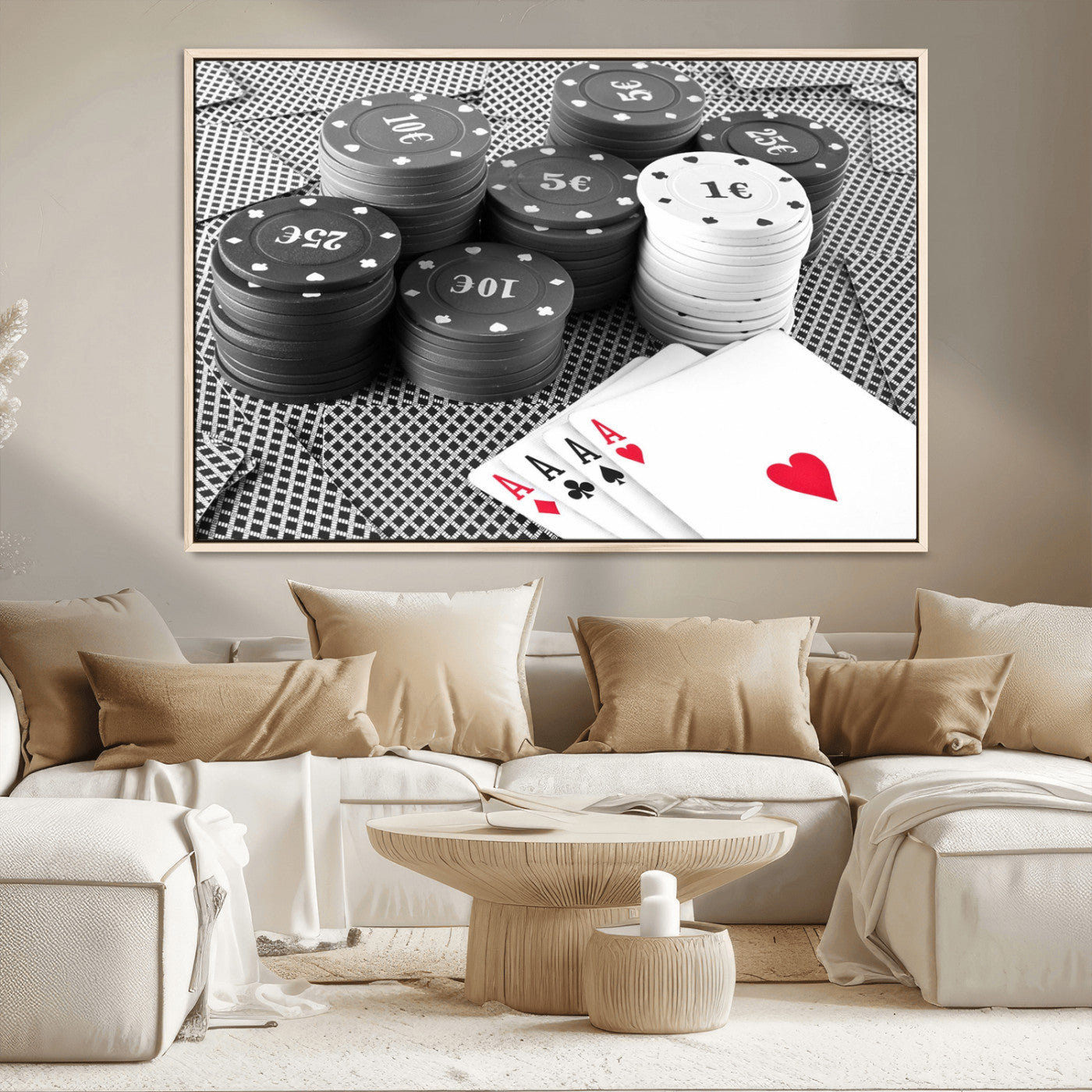 MGV-FC-36X24 - Poker Game Cards Wall Art Canvas, Multi Panel Wall Art Canvas Print