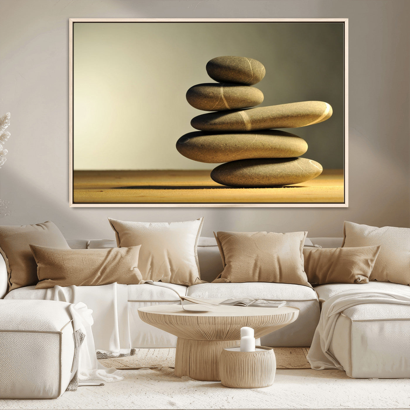 MGV-FC-36X24 - Fluvial Zen Stones Canvas Wall Art Print