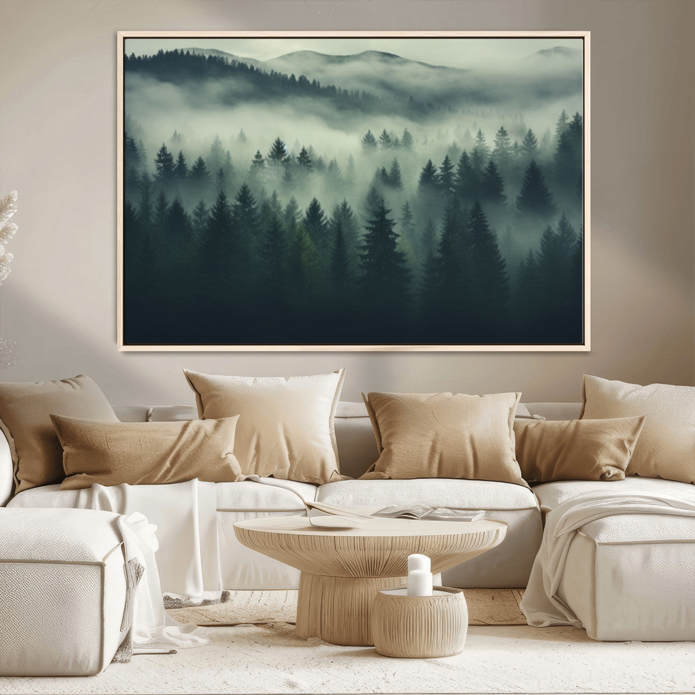 MGV-FC-36X24 - Misty Forest Wall Art Premium Canvas Print a Foggy and Serene Atmosphere